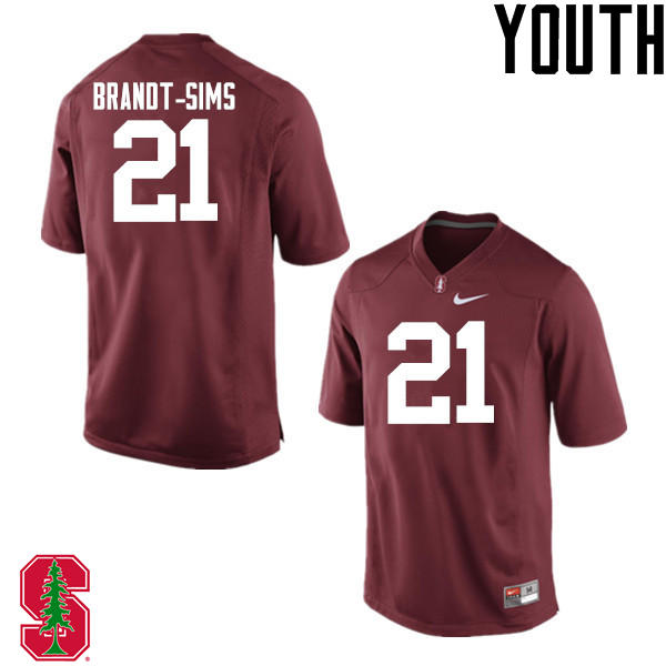 Youth Stanford Cardinal #21 Isaiah Brandt-Sims College Football Jerseys Sale-Cardinal - Click Image to Close